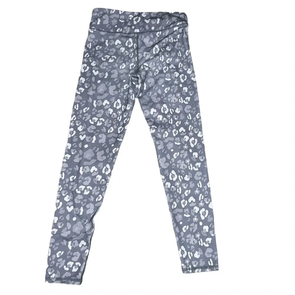Eddie Bauer Girls Leggings Large Gray Leopard Print Activewear Yoga Tights L